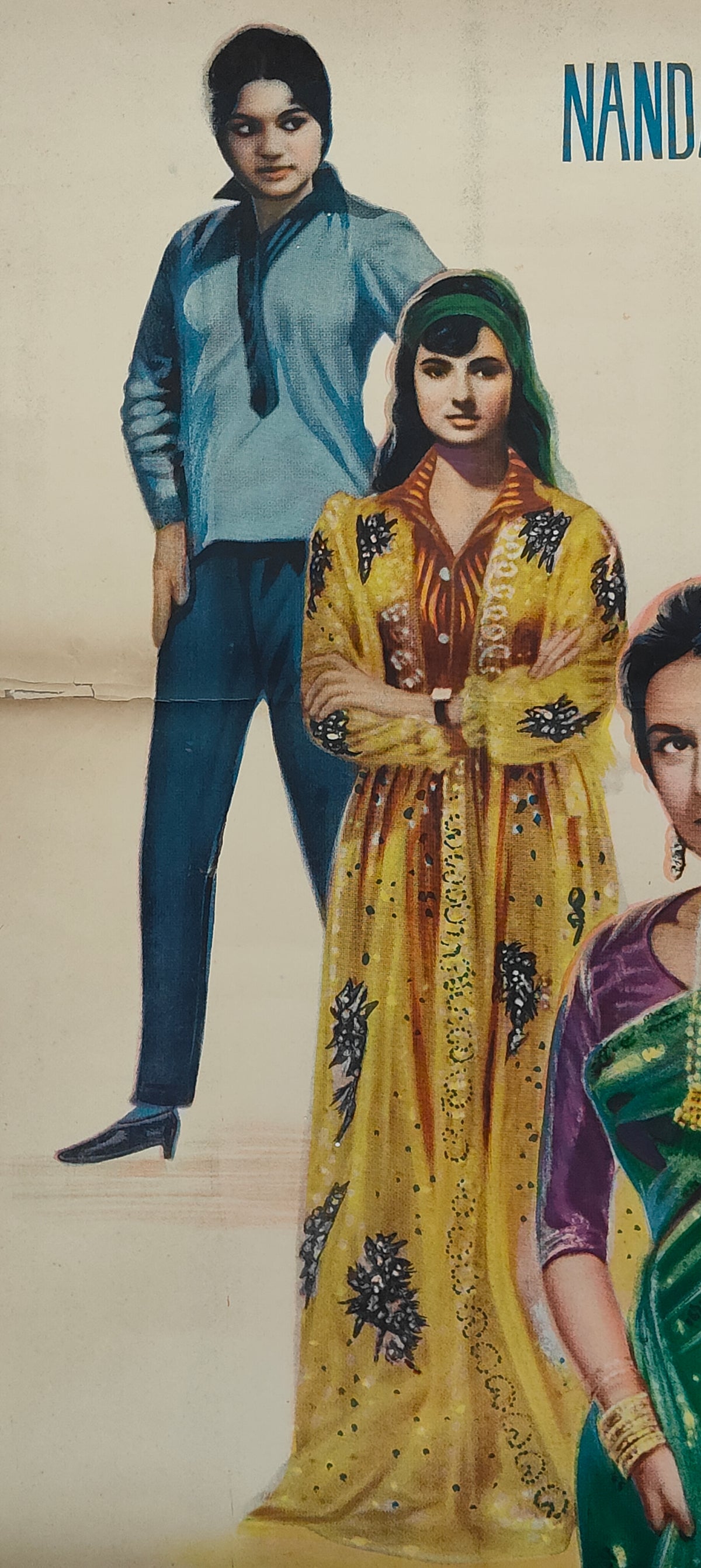 Original 1968 Juari Bollywood Movie Poster Shashi Kapoor Nanda Tanuja Naaz Hindi Film Litho Hand Painted Rare Vintage