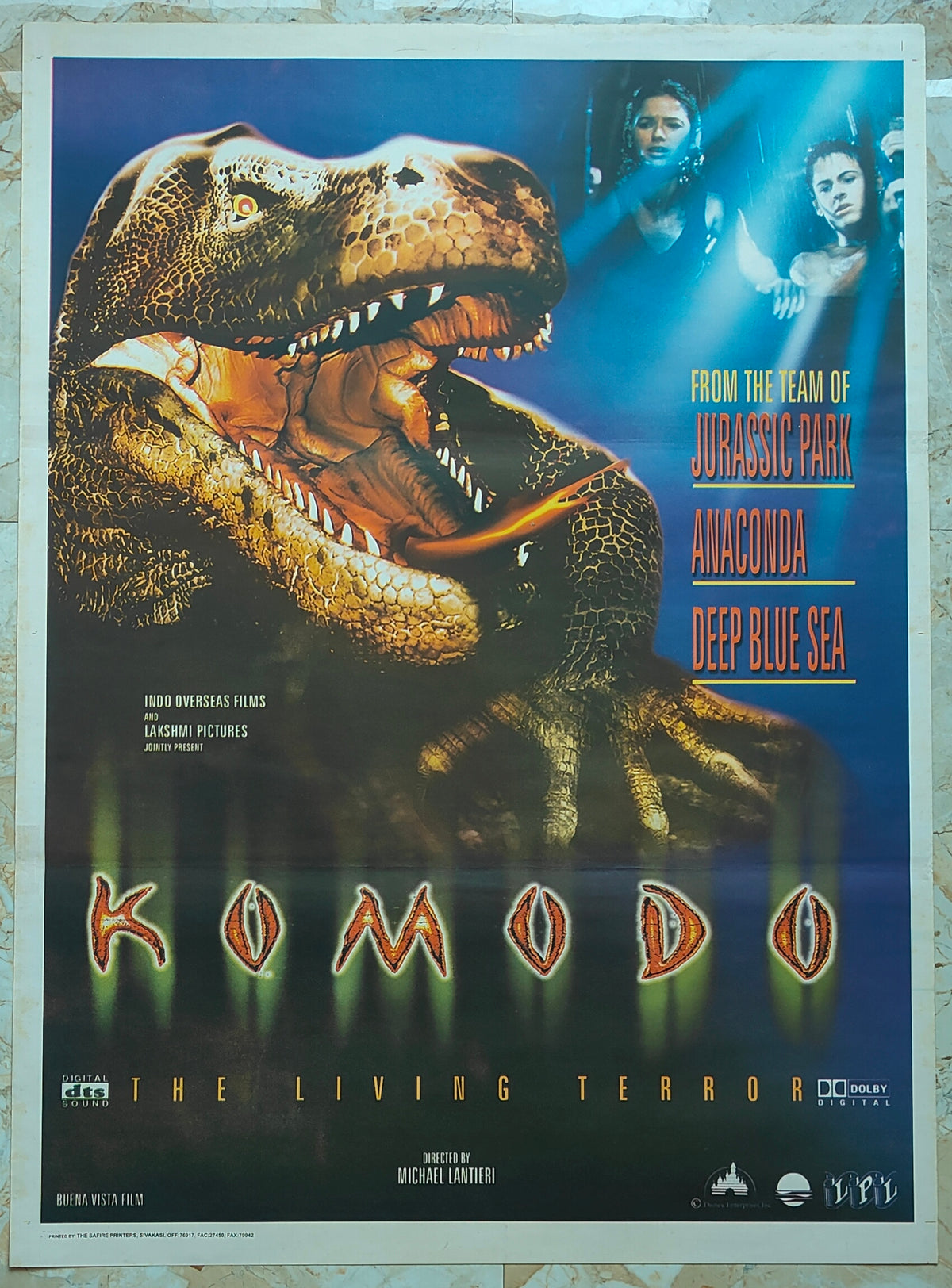 Komodo The Living Terror 1999 Original Indian Poster Anaconda Deep Blue Sea
