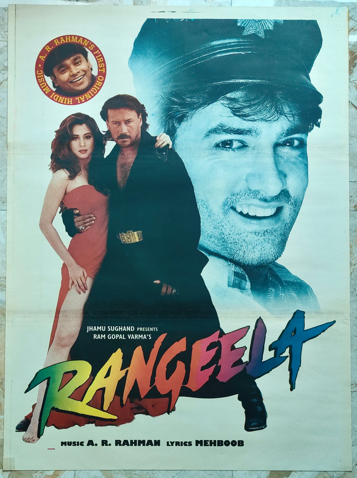 Rangeela 1995 Original Bollywood Movie Poster Aamir Khan Urmila Matondkar Jackie Shroff RGV A R Rahman First Hindi Film