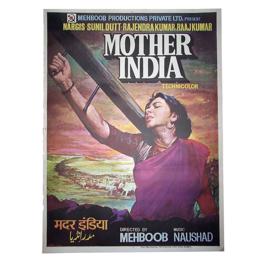 MOTHER INDIA:Bollywood original movie poster 1957 Nargis,Sunil Dutt