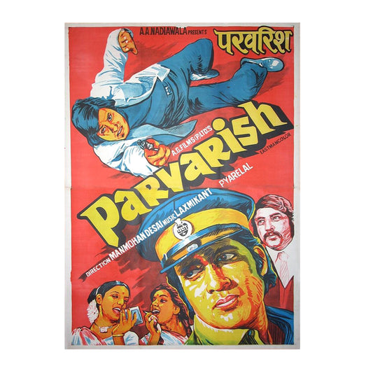 PARVARISH :Bollywood original movie poster 1977 Amitabh Bachchan,Shammi Kapoor