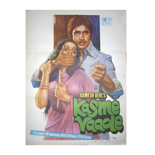 KASME VAADE :Bollywood original movie poster 1978 Amitabh Bachchan,Rakhee,Randhe