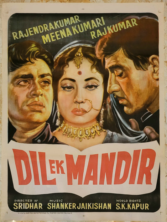 DIL EK MANDIR :Bollywood original movie poster 1963 Raaj Kumar,Meena Kumari