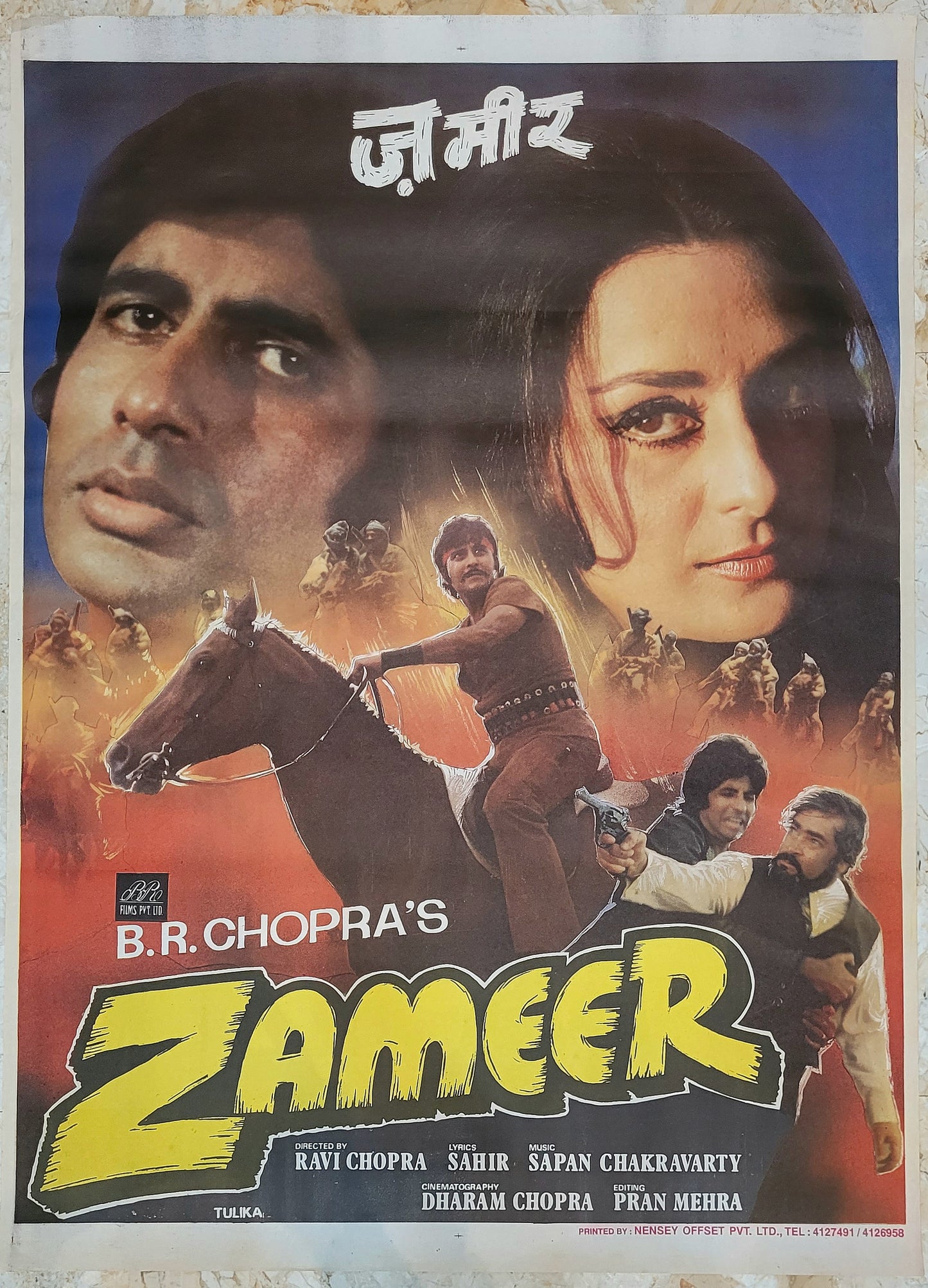 ZAMEER :Bollywood original movie poster 1975 Amitabh Bachchan,Saira Banu,Shammi