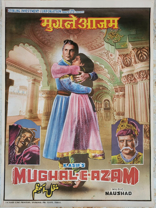 MUGHAL-E-AZAM :Bollywood original movie poster 1960 Dilip Kumar,Madhubala