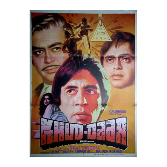 KHUD-DAAR :Bollywood original movie poster 1982 Amitabh Bachchan,Vinod,Sanjeev Kumar