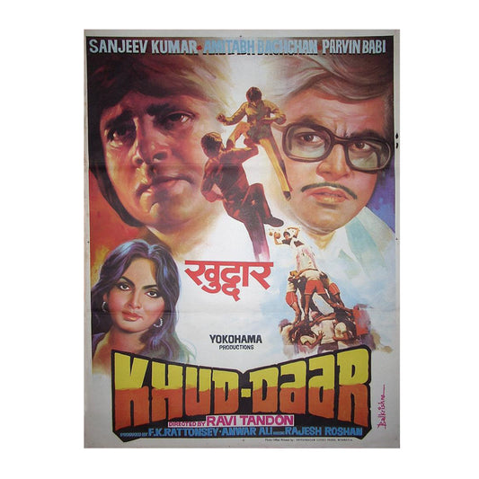 KHUD-DAAR :Bollywood original movie poster 1982 Amitabh Bachchan,Vinod,Sanjeev
