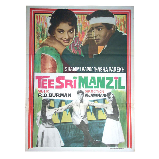 TEESRI MANZIL : Bollywood original movie poster 1966 Shammi Kapoor,Asha Parekh,Prem Chopra