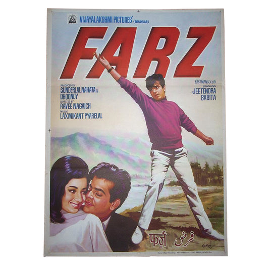 FARZ : Bollywood original movie poster 1967 Jeetendra,Babita,Aruna Irani