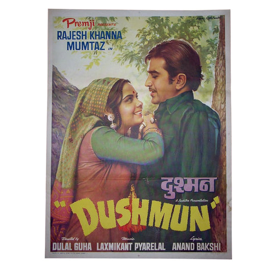 DUSHMUN : Bollywood original movie poster 1971 Rajesh Khanna,Mumtaz,Meena Kumari