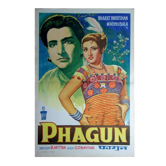 PHAGUN :Bollywood original movie poster 1958 Madhubala,Bharat Bhushan