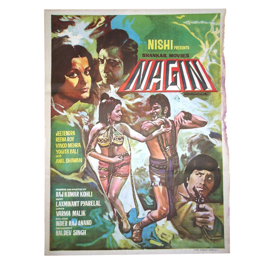 NAGIN :Bollywood original movie poster 1976 Sunil Dutt,Feroz Khan,Vinod Mehra