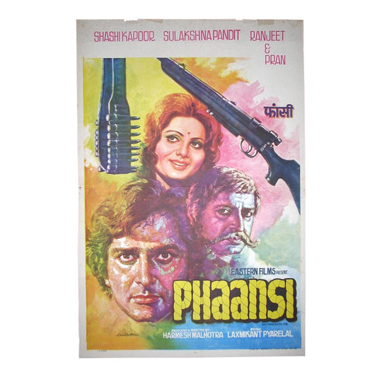 PHAANSI :Bollywood original movie poster 1978 Shashi Kapoor,Sulakshna Pandit