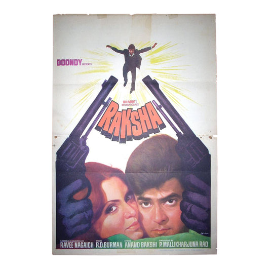 RAKSHA : Bollywood original movie poster 1981 Jeetendra,Parveen Babi,Moushumi Chatterjee