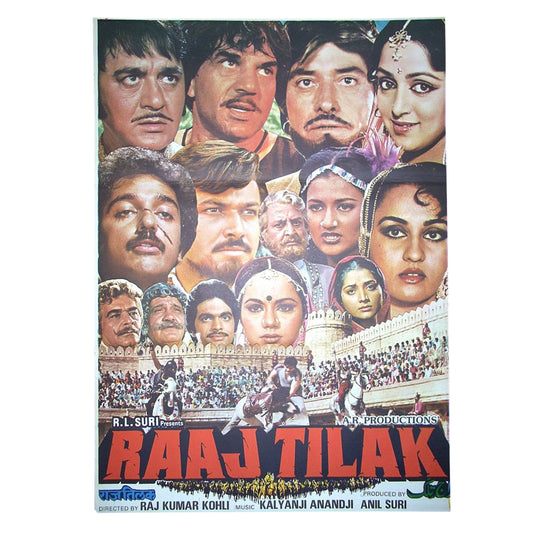 RAAJ TILAK : Bollywood original movie poster 1984 Dharmendra,Sunil Dutt,Hema Malini,Kamal Hassan,Raaj Kumar,Reena Roy