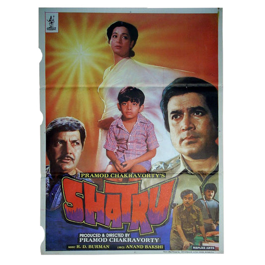 SHATRU : Bollywood original movie poster 1986 Rajesh Khanna,Shabana,Ashok Kumar,Raj Kiran