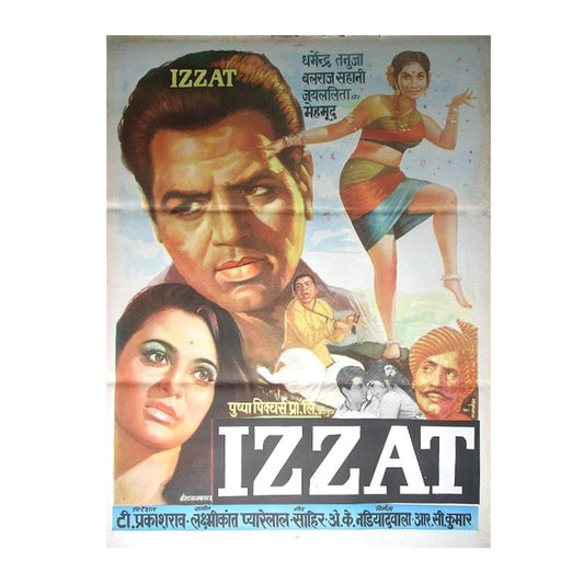 IZZAT :Bollywood original movie poster 1968 Dharmendra,Tanuja,Shabnam