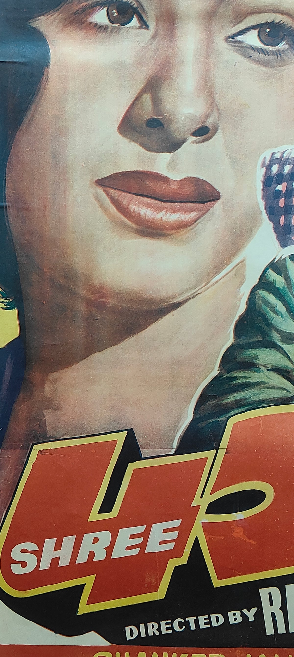 Original 1955 Shree 420 Bollywood Movie Poster Raj Kapoor Nargis Nadira R.K. Films Shanker Jaikishan Vintage Hindi Film
