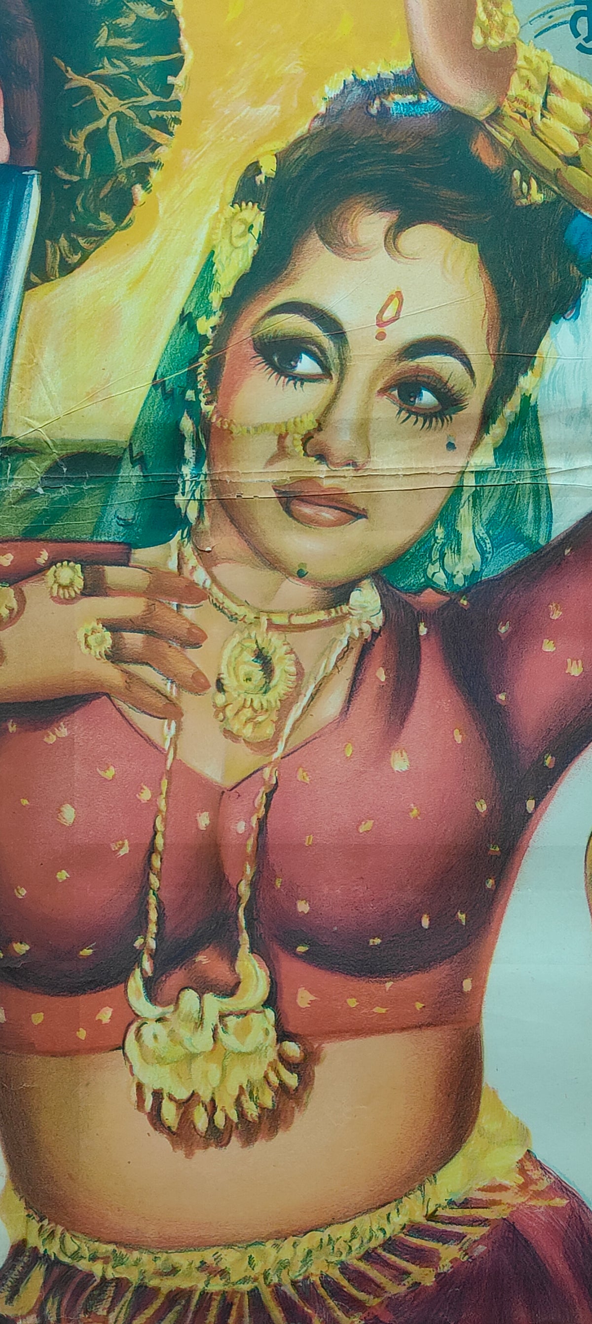 Original 1961 Aas Ka Panchhi Bollywood Movie Poster Rajendra Kumar Vyjayanthimala Vintage Hand Painted Hindi Film J Om Prakash