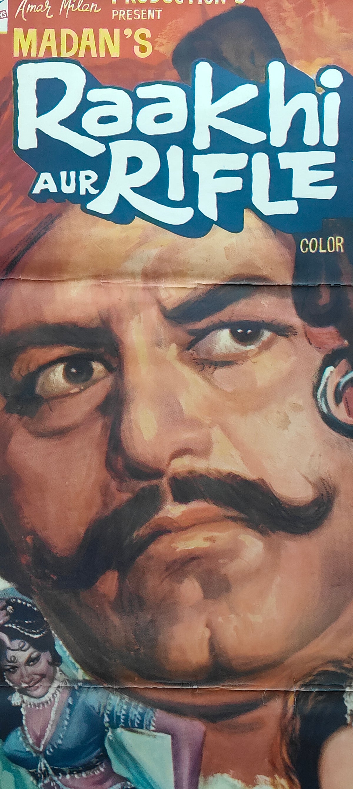 RAAKHI AUR RIFLE 1976 Vintage Bollywood Original Movie Poster Dara Singh Sona Alka Helen 30x40 inch