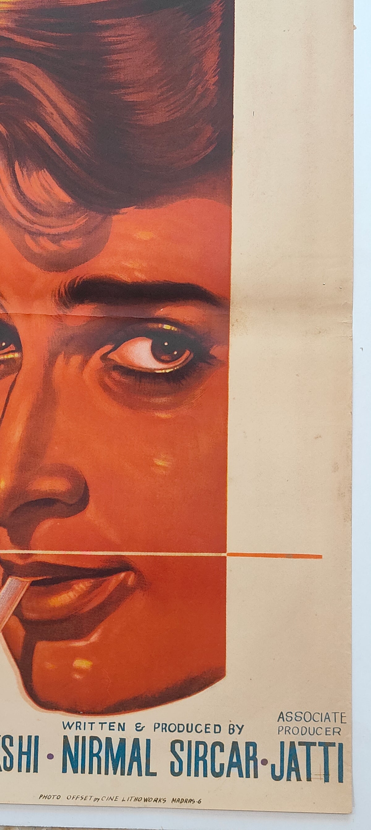 Original 1968 Juari Bollywood Movie Poster Shashi Kapoor Nanda Tanuja Naaz Hindi Film Litho Hand Painted Rare Vintage