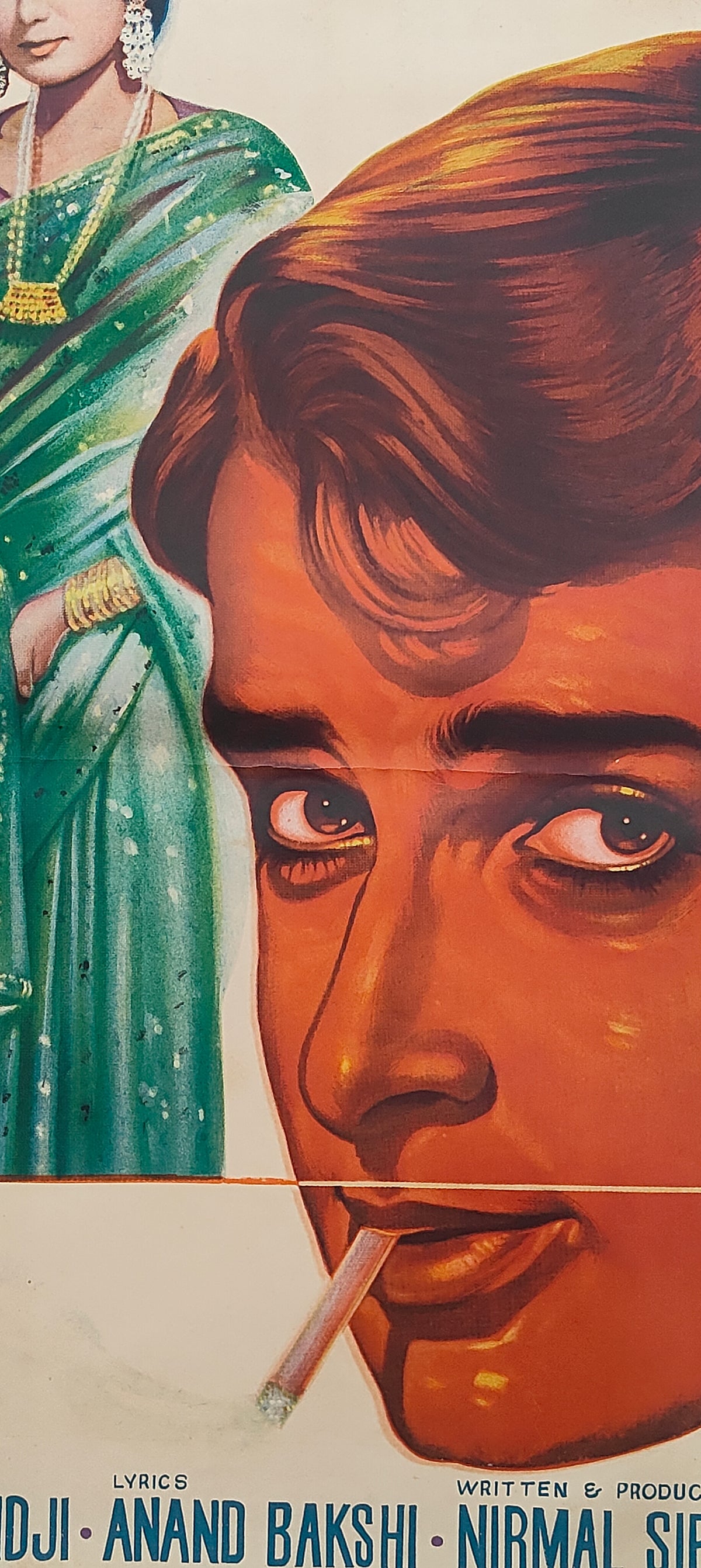 Original 1968 Juari Bollywood Movie Poster Shashi Kapoor Nanda Tanuja Naaz Hindi Film Litho Hand Painted Rare Vintage