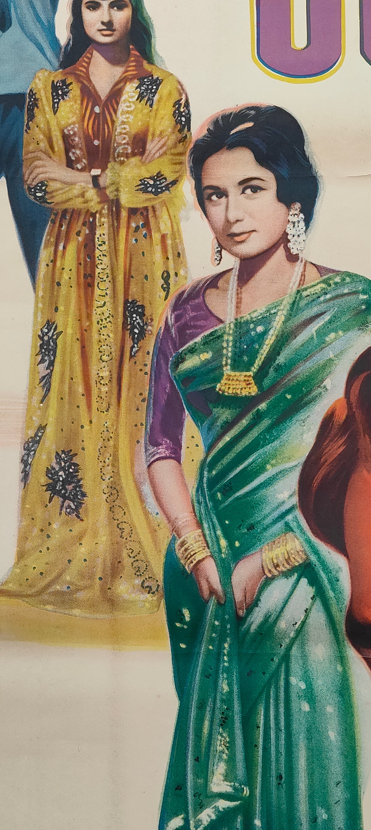 Original 1968 Juari Bollywood Movie Poster Shashi Kapoor Nanda Tanuja Naaz Hindi Film Litho Hand Painted Rare Vintage