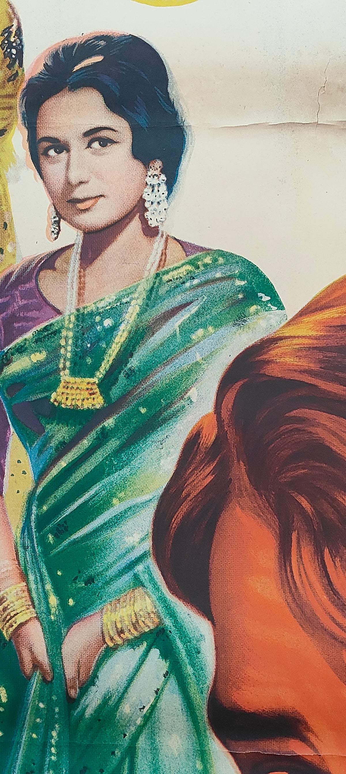Original 1968 Juari Bollywood Movie Poster Shashi Kapoor Nanda Tanuja Naaz Hindi Film Litho Hand Painted Rare Vintage