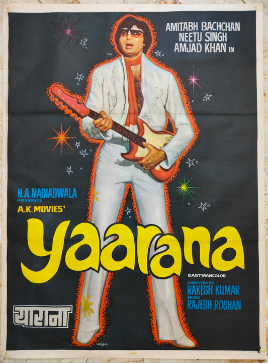 YAARANA :Bollywood original movie poster 1981 Amitabh Bachchan,Neetu Singh