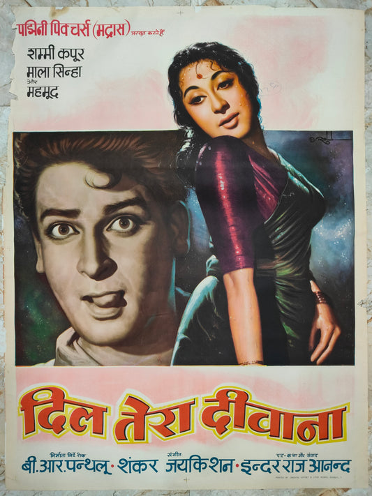DIL TERA DIWANA :Bollywood original movie poster 1962 Shammi Kapoor,Mala Sinha