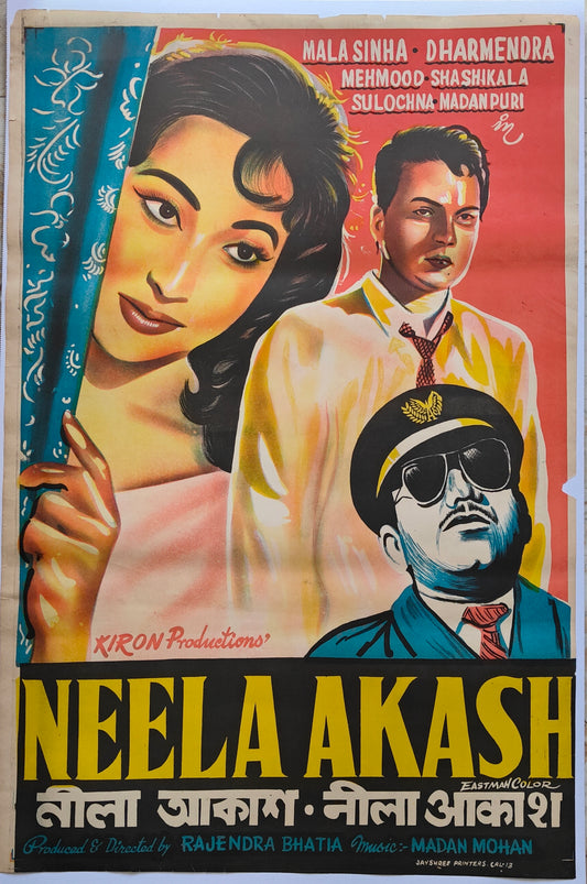 NEELA AKASH :Bollywood original movie poster 1965 Dhaarmendra,Mala Sinha