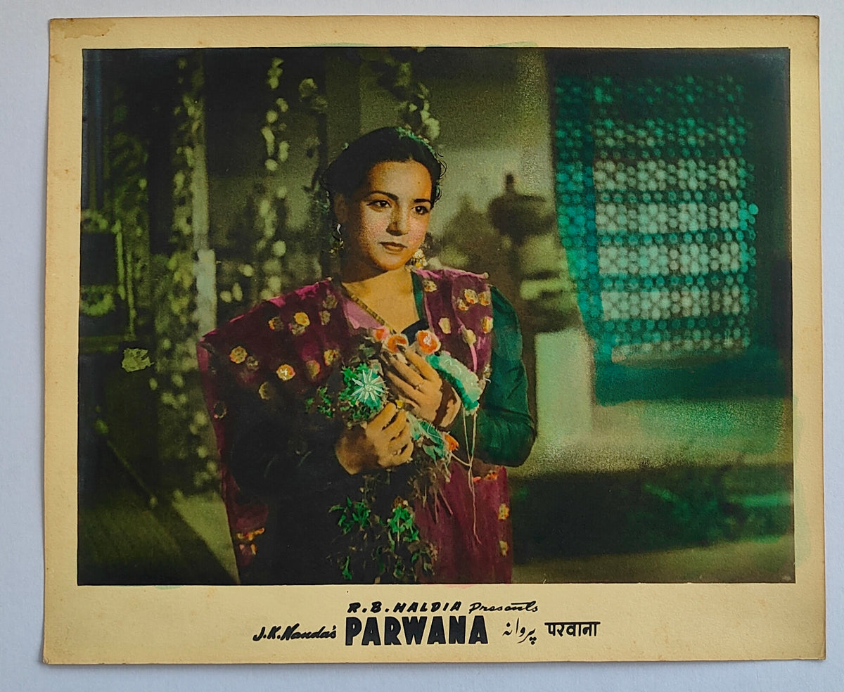 Original 1947 Parwana Lobby Card K.L. Saigal Last Film Suraiya Bollywood Vintage R.B. Haldia J.K. Nanda Rare