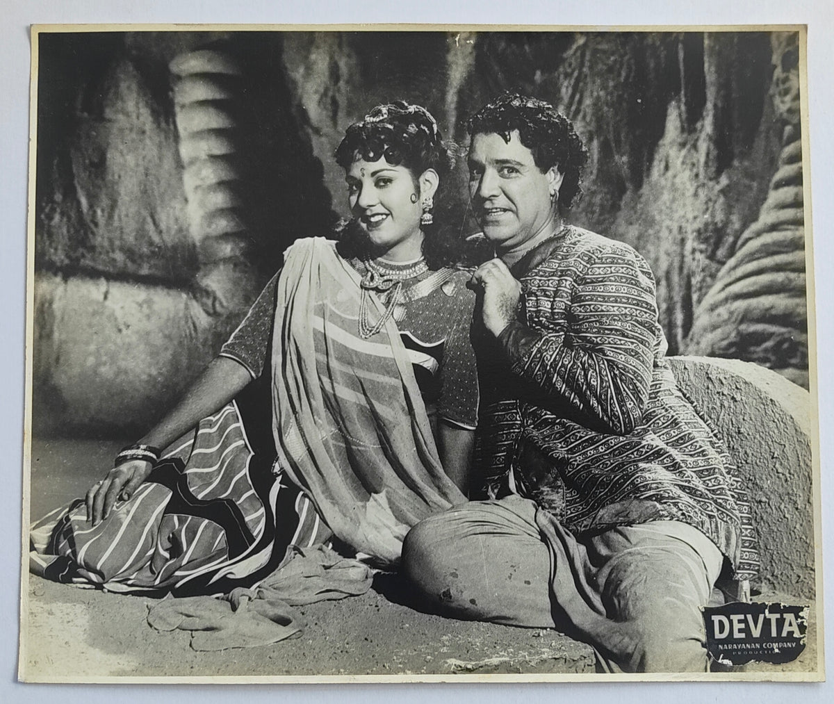 Original 1956 Devta Bollywood Lobby Card Vyjayanthimala Gemini Ganesan Pattanna