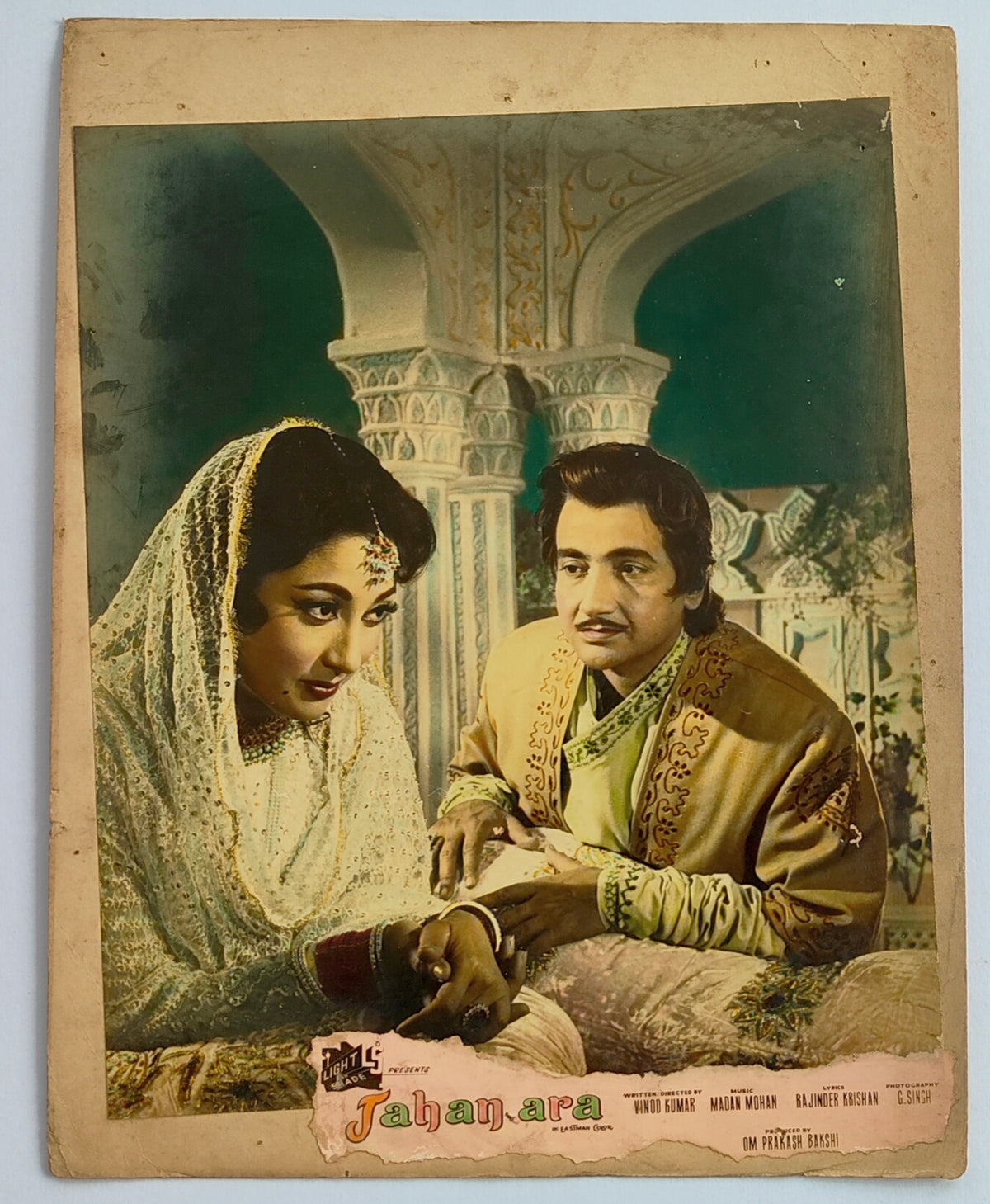 Original 1964 Jahan Ara Bollywood Lobby Card - Mala Sinha, Bharat Bhushan - Madan Mohan - Eastmancolor