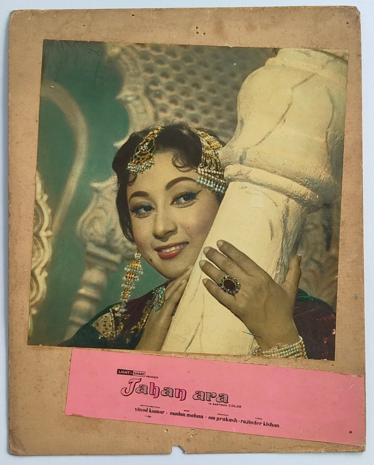 Original 1964 Jahan Ara Bollywood Lobby Card - Mala Sinha, Bharat Bhushan - Madan Mohan - Eastmancolor