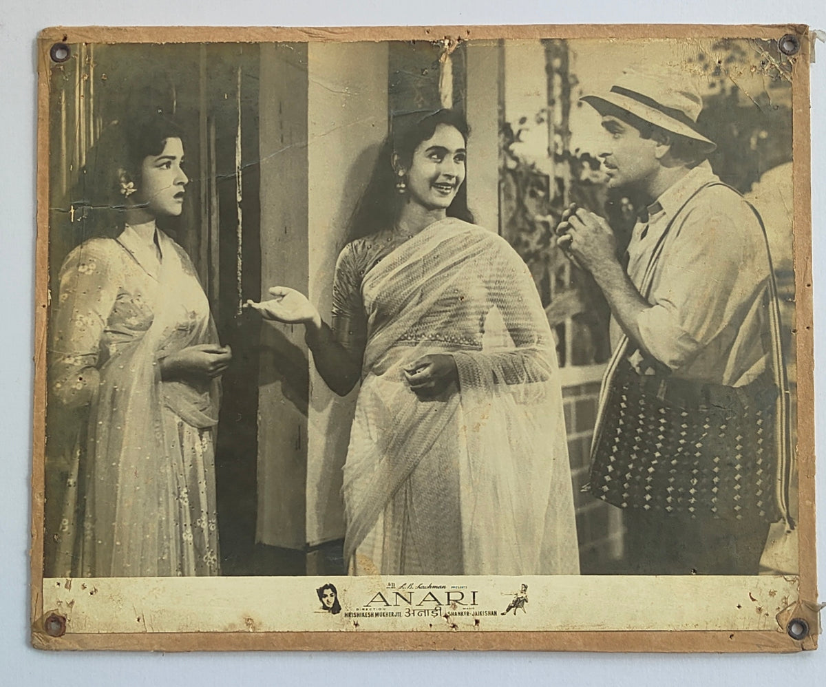 Original 1959 Anari Lobby Card Set of 3 Raj Kapoor Nutan Hrishikesh Mukherjee Bollywood RARE