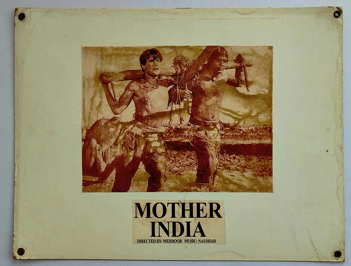 Original 1957 Mother India Lobby Card Set of 5 - Nargis Sunil Dutt - Mehboob Khan - Vintage Bollywood Oscar Nominee RARE