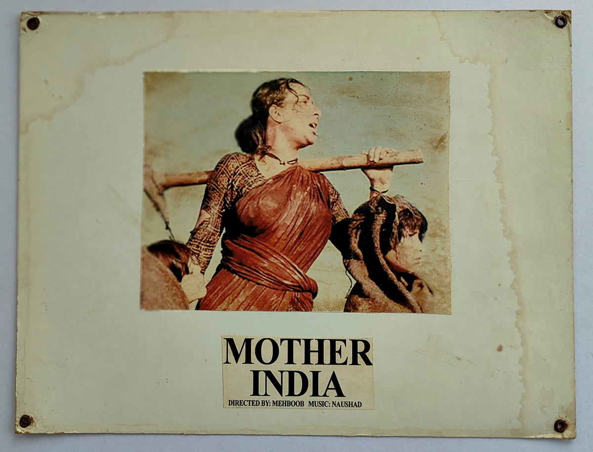 Original 1957 Mother India Lobby Card Set of 5 - Nargis Sunil Dutt - Mehboob Khan - Vintage Bollywood Oscar Nominee RARE