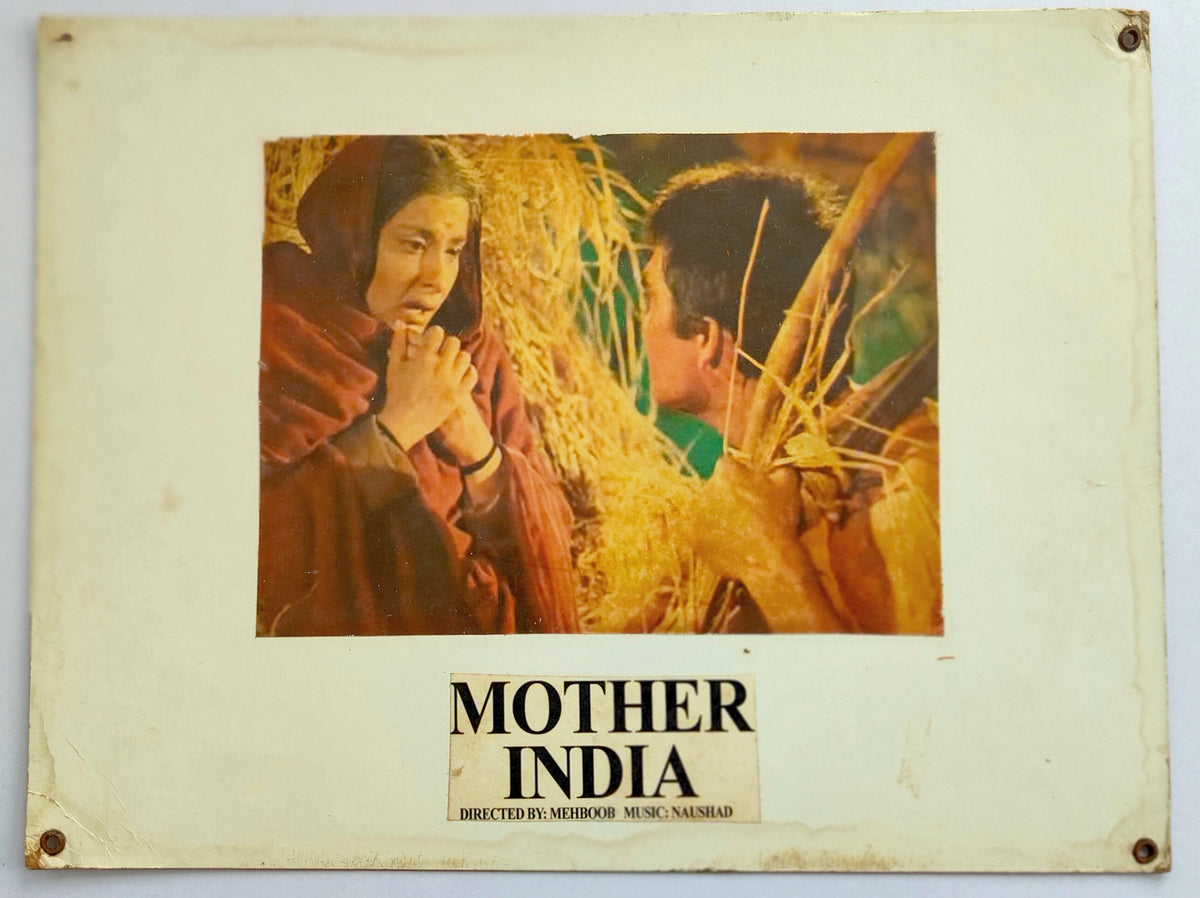 Original 1957 Mother India Lobby Card Set of 5 - Nargis Sunil Dutt - Mehboob Khan - Vintage Bollywood Oscar Nominee RARE
