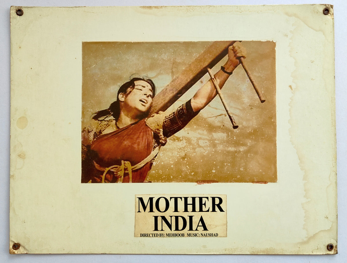 Original 1957 Mother India Lobby Card Set of 5 - Nargis Sunil Dutt - Mehboob Khan - Vintage Bollywood Oscar Nominee RARE