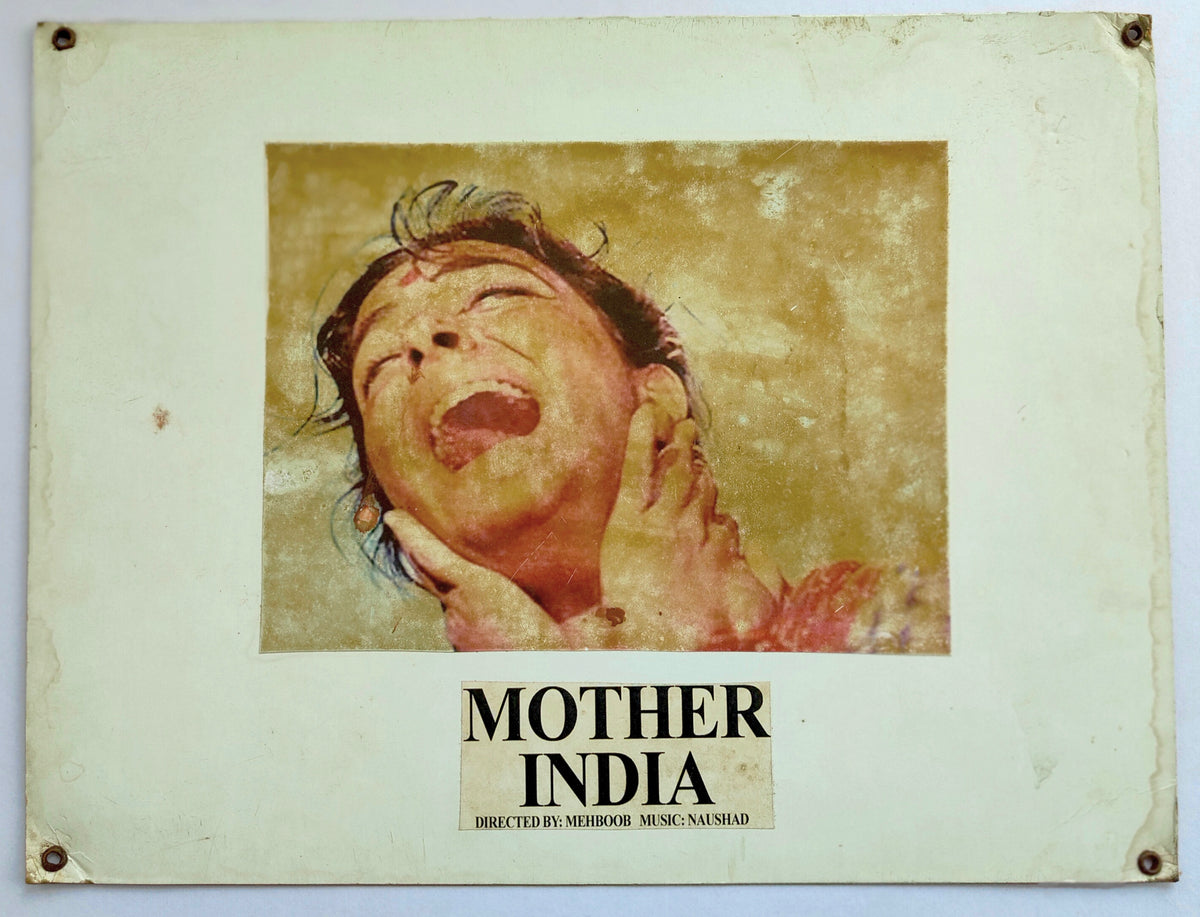 Original 1957 Mother India Lobby Card Set of 5 - Nargis Sunil Dutt - Mehboob Khan - Vintage Bollywood Oscar Nominee RARE