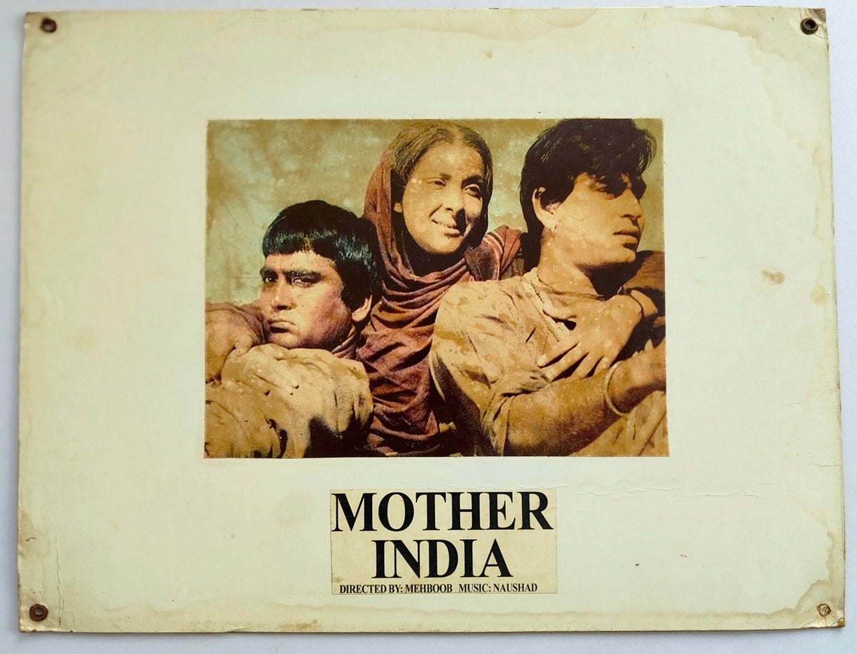 Original 1957 Mother India Lobby Card Set of 5 - Nargis Sunil Dutt - Mehboob Khan - Vintage Bollywood Oscar Nominee RARE