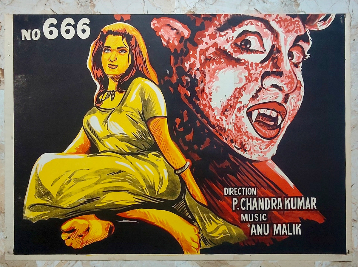 BANGLOW NO 666 (1990) Original 2 Sheet Bollywood Horror Poster P. Chandrakumar Anu Malik Vampire Cult Classic 30x40