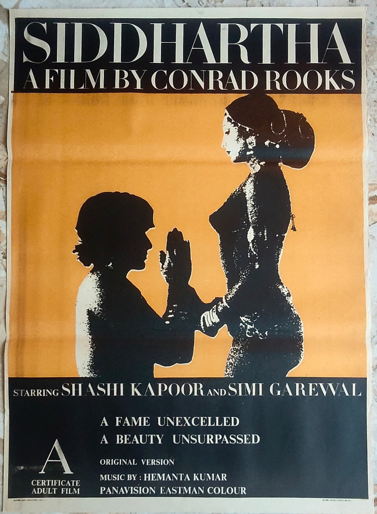 Original 1972 Siddhartha Movie Poster Shashi Kapoor Simi Garewal Conrad Rooks Rare Indian Bollywood Adult Vintage Hermann Hesse