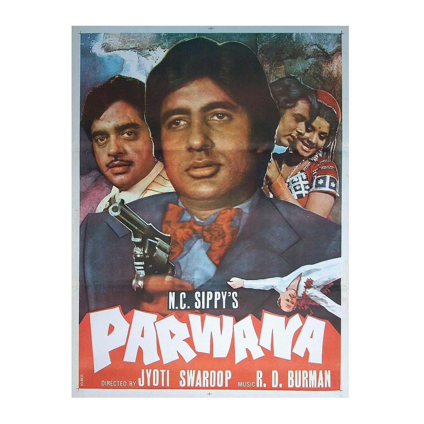 PARWANA : Bollywood original movie poster 1971 Amitabh Bachchan,Navin Nischol,Yogeeta Bali